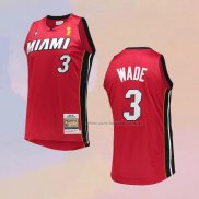 Camiseta Miami Heat Dwyane Wade NO 3 Mitchell & Ness 2005-06 Autentico Rojo