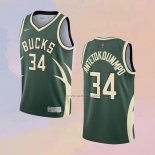 Camiseta Milwaukee Bucks Giannis Antetokounmpo NO 34 Earned 2020-21 Verde
