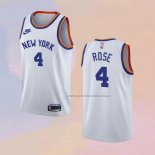 Camiseta New York Knicks Derrick Rose NO 4 75th Anniversary Blanco