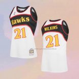 Camiseta Atlanta Hawks Dominique Wilkins NO 21 Mitchell & Ness 1986-87 Blanco