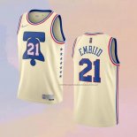 Camiseta Philadelphia 76ers Joel Embiid NO 21 Earned 2020-21 Crema