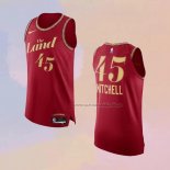 Camiseta Cleveland Cavaliers Donovan Mitchell NO 45 Ciudad Autentico 2023-24 Rojo