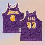 Camiseta Los Angeles Lakers Bape NO 93 Mitchell & Ness Violeta