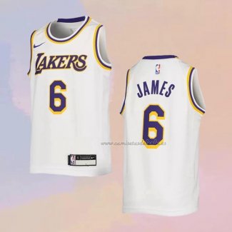 Camiseta Nino Los Angeles Lakers LeBron James NO 6 Association 2022-23 Blanco