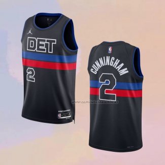 Camiseta Detroit Pistons Cade Cunningham NO 2 Statement 2022-23 Negro