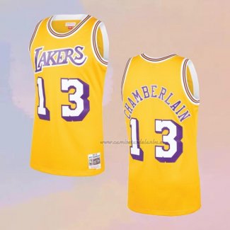 Camiseta Los Angeles Lakers Wilt Chamberlain NO 13 Mitchell & Ness 1971-72 Amarillo