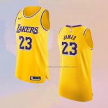 Camiseta Los Angeles Lakers LeBron James NO 23 Icon Autentico Amarillo