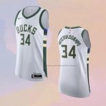 Camiseta Milwaukee Bucks Giannis Antetokounmpo NO 34 Association Autentico Blanco