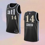 Camiseta Atlanta Hawks Aj Griffin NO 14 Ciudad 2023-24 Negro