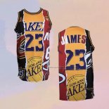 Camiseta Los Angeles Lakers Lebron James NO 23 Heat Cavaliers Negro Rojo Amarillo