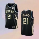 Camiseta Milwaukee Bucks Jrue Holiday NO 21 Statement 2022-23 Negro