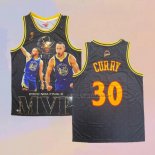 Camiseta Golden State Warriors Stephen Curry NO 30 Mitchell & Ness MVP Negro