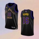 Camiseta Los Angeles Lakers Pau Gasol NO 16 Ciudad 2023-24 Negro