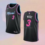 Camiseta Miami Heat Dwyane Wade NO 3 Ciudad 2018-19 Negro