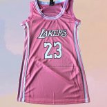 Camiseta Mujer Los Angeles Lakers Lebron James NO 23 Rosa