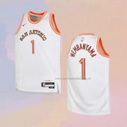 Camiseta Nino San Antonio Spurs Victor Wembanyama NO 1 Ciudad 2023-24 Blanco