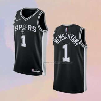 Camiseta San Antonio Spurs Victor Wembanyama NO 1 Icon 2022-23 Negro