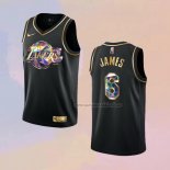 Camiseta Golden Edition Los Angeles Lakers Lebron James NO 6 2021-22 Negro