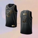 Camiseta Golden Edition Miami Heat Dwyane Wade NO 3 Negro