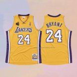 Camiseta Los Angeles Lakers Kobe Bryant NO 24 Hardwood Classics Amarillo