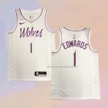 Camiseta Minnesota Timberwolves Anthony Edwards NO 1 Earned Blanco