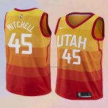 Camiseta Nino Utah Jazz Donovan Mitchell NO 45 Ciudad 2017-18 Naranja