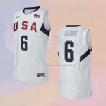 Camiseta USA 2008 LeBron James NO 6 Blanco