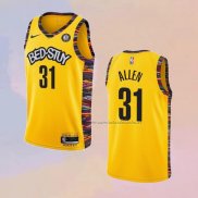 Camiseta Brooklyn Nets Jarrett Allen NO 31 Ciudad 2020-21 Amarillo