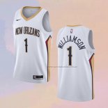 Camiseta New Orleans Pelicans Zion Williamson NO 1 Association 2020-21 Blanco