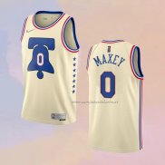 Camiseta Philadelphia 76ers Tyrese Maxey NO 0 Earned 2020-21 Crema