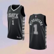 Camiseta San Antonio Spurs Victor Wembanyama NO 1 Statement 2022-23 Negro