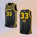 Camiseta Golden State Warriors Rudy Gay NO 33 Ciudad 2023-24 Negro