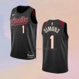 Camiseta Portland Trail Blazers Anfernee Simons NO 1 Ciudad 2023-24 Negro