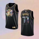 Camiseta Golden Edition Dallas Mavericks Luka Doncic NO 77 2021-22 Negro