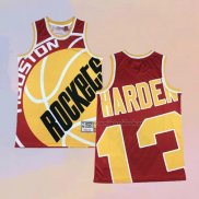 Camiseta Houston Rockets James Harden NO 13 Mitchell & Ness Big Face Rojo