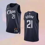 Camiseta Los Angeles Clippers Kobe Brown NO 21 Ciudad 2023-24 Azul