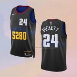 Camiseta Denver Nuggets Jalen Pickett NO 24 Ciudad 2023-24 Negro