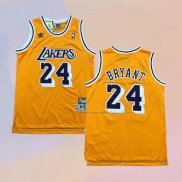 Camiseta Los Angeles Lakers Kobe Bryant NO 24 Retro Amarillo