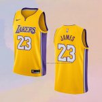 Camiseta Los Angeles Lakers Lebron James NO 23 Icon 2018 Amarillo