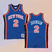 Camiseta New York Knicks Larry Johnson NO 2 Hardwood Classics Throwback Azul