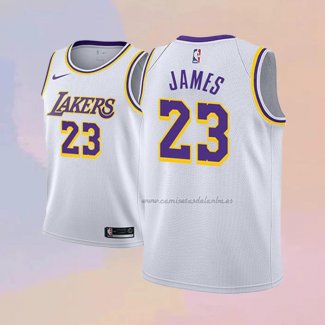 Camiseta Nino Los Angeles Lakers Lebron James NO 23 Association 2017-18 Blanco