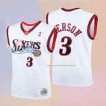 Camiseta Nino Philadelphia 76ers Allen Iverson NO 3 Mitchell & Ness 2000 Blanco