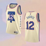 Camiseta Philadelphia 76ers Tobias Harris NO 12 Earned 2020-21 Crema