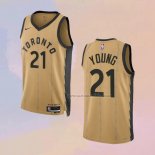 Camiseta Toronto Raptors Thaddeus Young NO 21 Ciudad 2023-24 Oro