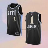 Camiseta Atlanta Hawks Jalen Johnson NO 1 Ciudad 2023-24 Negro