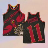 Camiseta Atlanta Hawks Trae Young NO 11 Mitchell & Ness Big Face Negro