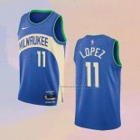 Camiseta Milwaukee Bucks Brook Lopez NO 11 Ciudad 2023-24 Azul