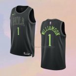 Camiseta New Orleans Pelicans Zion Williamson NO 1 Ciudad 2023-24 Negro