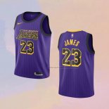 Camiseta Nino Los Angeles Lakers LeBron James NO 23 Ciudad 2019-20 Violeta